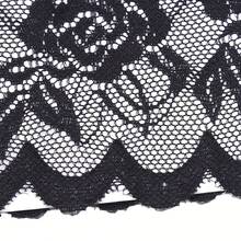 1Pair Women's Gothic Lace & Rose Party Gloves - Ruffle Trimmed Elegant Gloves For Halloween, Bridal Events & Winter, Polyester With Contrast Lace, Sexy Halloween Accessories - 黑色 - 查看 4