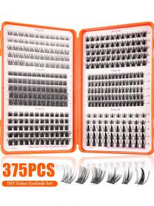 375Pcs Fairy Lash Clusters Kit 10-18mm Manga Eyelash Clusters C Curl - WideSpan DIY Eyelash Extensions Kit Wet-Look Spiky Anime Lashes Individual Fake Eyelashes Clusters Kit Ultra-Thin Invisible Lash Band,It Comes In Various Styles, Including Cartoon Eyelash Clusters, Anime Eyelash Clusters, Eyelash Graft Clusters, Natural-Style Eyelashes, Fairy-Style Eyelash Clusters, And Single Cartoon Eyelashes Suitable For Beginners. - Burnt Orange - View 3