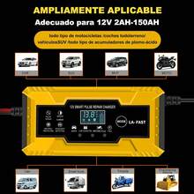 12V\/6A Cargador de Batería Coche, Cargador de Baterías Inteligente Auto, Cargador Bateria Coche con LCD Pantalla Ajuste Inteligente de Corriente para Cargar para Auto Moto ATVs RVs Barco etc - albaricoque - Ver 6