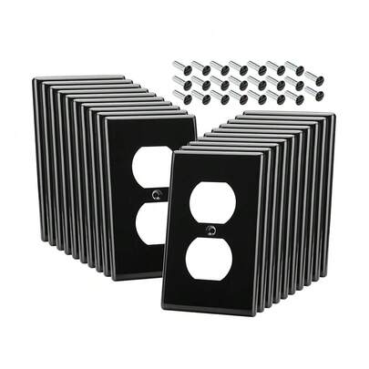 Bates- Duplex Wall Plate, 20 Pack, Black, Electrical Outlet Cover Plates, Wall Outlet Cover,StandardSize,20Pack