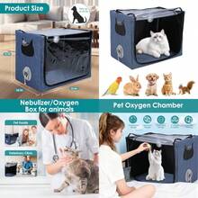 Gugxiom Nebulizador para Perro Nido Nebulizador para Mascotas Cámara de Oxígeno para Perros y Gatos con Doble Orificio 60 * 46 * 40cm - AzulOscuro - Ver 1