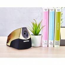 Bostitch Office - Sacapuntas eléctrico personal potente motor sin detención bandeja de virutas de alta capacidad azul chapado en cromo metálico - dorado cromo - Ver 3