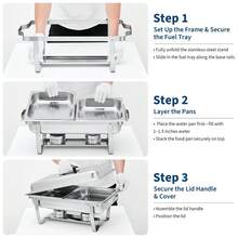 4-Pack 2-Well Rectangular Chafing Dish - Dual Compartment Stainless Steel Buffet Warmer With Lid & Fuel Holders, Food Server For Catering, Weddings, Home Parties & Buffet Events - Silver 4pcs - View 4
