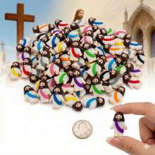 100 Pcs Mini Jesus Figures Jesus Toys Little Jesus Figures To Hide And Seek Sunday Religious Party Favors Gift For Easter Egg Stuffers,Christmas Gifts - 彩色 - 查看 1