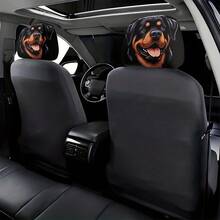 Set Of 2 Fun Car Headrest Covers - Featuring Expressive Dog Designs, No Filling Required, Quick Installation, Fits All Cars, SUVs, And Trucks - Perfect For Halloween, Christmas, And Everyday Decoration - Unisex Fun Car Interior Accessory - Easy Clip-On Installation - Chó Rottweiler - Xem 5