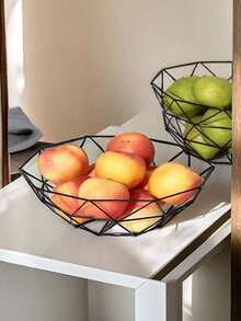 优雅铁艺水果篮，高品质客厅茶几家用水果托盘，零食盘 - 黑色 - 查看 10