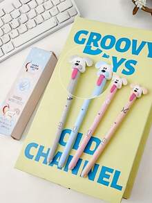 4pcs Cute Dog Tongue Pens, Creative Design, Smooth Writing, Practical Stationery, Suitable For Office/School Use - Multicolor - View 6