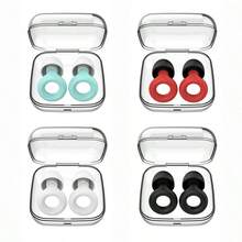 可重复使用的黑色硅胶耳塞一对，舒适透气，适合睡眠和游泳，也适用于睡眠、游泳、学习、音乐会、户外旅行、工业工作等场合，经久耐用且设计时尚。