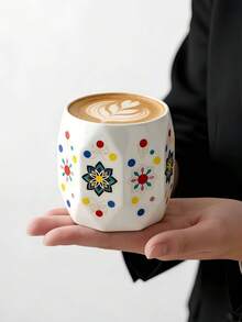1 pieza Taza de café de cerámica con diseño de dados creativos, taza de estilo bohemio para espresso, taza con asa de agarre impresa a color, taza de té de estilo medio oriental para el Ramadán - Multicolor - Ver 11