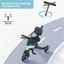 newyoo TR007 Triciclos para Niños Pequeños De 1 a 3 Años Triciclo 5 En 1 con Manija De Empuje Bicicleta Sin Pedales para Niños Pequeños Regalo De Cumpleaños para Niño y Niña Azul - Azul - Ver 3