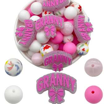 25 piezas Serie del Día de San Valentín Cuentas de silicona mixtas Cuentas decorativas Cuentas DIY para hacer a mano Cadena de bolso, Cadena de teléfono, Pulsera, Collar, Cuentas de joyería