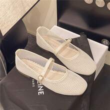 Women's Mesh Ballet Shoes 2026 New Spring/Summer Shallow Mouth Shoes Mesh Shallow Mouth One-Strap White Flat Shoes - White - View 5