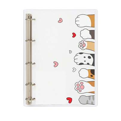 Fichário Universitario Transparente Cat and Dog Fechamento com Botão Gv OFfice