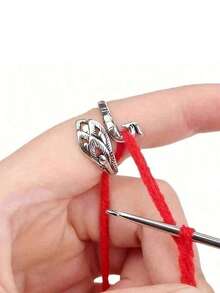 可调节编织环套装：钩针环、编织环、绕线器，适用于手工制作，钩针绕线环，编织工具，精致可调节孔雀环，动物造型钩针环，简约复古泰式银3D环 - C-多色套裝 - 查看 5