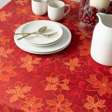 Mantel de Tela con Estampado de Flor de Pascua 132.08 cm por 177.80 cm Rojo 60x104 1 - Rojo - Ver 4