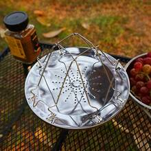 2PCS Foldable 4 Slice BBQ Toaster Tray Bread Toast Rack Grill Outdoor Camping UK - Silver - View 7