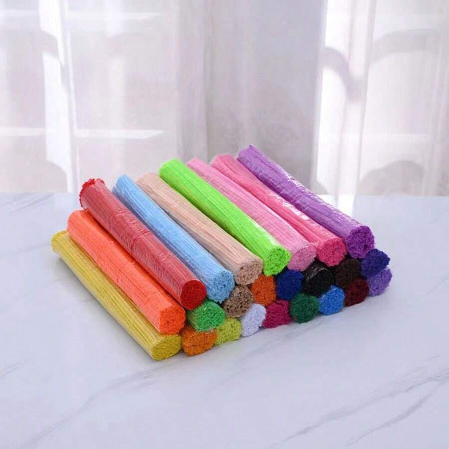 100pcs Colorful Pipe Cleaners Set, Suitable For Crafting, Twisting Rods And Twisting Strips, DIY Craft Material Pack, Christmas Craft Set, Handmade, DIY Christmas Decorations, Suitable For Creative DIY Art Projects, Christmas, Bathroom Decor, Bedroom Decor, Valentine's Day Gift, Christmas Gift, Birthday Gift, Gift For Friends And Teachers, Holiday Gift, Gift For Mom - Multicolor - View 1