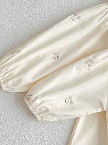 Japanese & Korean Style Spring/Autumn Baby Girl Floral Embroidered Long Sleeve Sweet Romper - Apricot - View 5