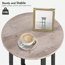 Side Table Round End Accent Table With Sturdy Metal Pedestal 15.7 Round Nightstand For Living Room Bedroom Balcony Office Greige BG95BZ01 - GreigeBlack - View 7