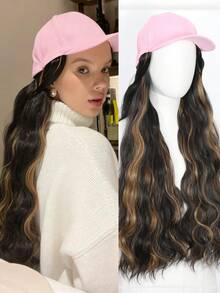 Baseball Cap With Water Ripple Curly Hair Women's Synthetic Wig Fashionable And Warm Suitable For Christmas Outings - Blonde Highlight - View 2