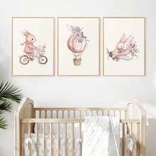 1 pieza Lienzo de arte de pared - Decoración de guardería para niñas, tema adorable de conejo, póster de conejo rosa suave - Arte de pared enmarcado perfecto para la decoración de la habitación de los niños, decoración de la sala de juegos, decoración de la habitación de los niños, decoración de la guardería, decoración de la sala de juegos, decoración de la guardería de niñas, decoración de la habitación de niñas, decoración de la habitación de niños, decoración de la habitación de niños - Multicolor - Ver 10