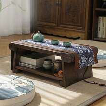 kangten Gdrasuya10 Folding Altar Table Meditation Table, Small Floor Ta Ble For Spiritual 2-Tier Japanese Shelf Vintage Puja Tab-Le Zen Style Storage Shelf Wooden Coffee Ta-Ble For Displaying Jars Books A Nice Gift - 20英寸 - 查看 7