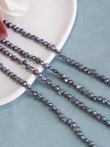 1 Strand 0.4-0.5cm/0.16-0.2inch Asymmetrical Double-Sided Baroque Cultured Freshwater Pearls In White, Orange, Purple, Black, 20cm/7.87inch Pearl Strand, For DIY Handcraft Bracelet, Necklace, Jewelry Making - Multicolor - View 10