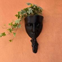 1pc Unique Face Shaped Planter, Durable Plastic Material For Home Decor, Housewarming Gift - Face-shaped Flower Pot - View 4