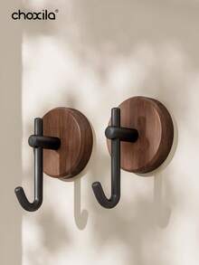 choxila 1/2/4 piezas Ganchos de pared de madera sencillos, ganchos adhesivos multifuncionales, impermeables y duraderos, con fuerte succión, adecuados para colgar toallas, ropa, bolas de baño - opción ideal para la sala de estar, la cocina, el baño - Gancho - Ver 3
