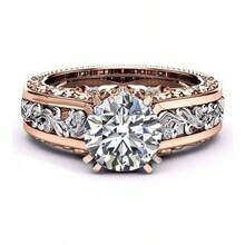 Anillo de compromiso solitario de plata de oro rosa 925 para mujer, clsico, novia, boda, accesorios populares - plateado + 23 (6 USA) - Ver 4