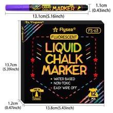 12/8 Cores Marcadores de Giz Líquido, Adequados para Quadros-Negros - Ponta Grossa de 1,0 mm Marcadores Coloridos Apagáveis, Cores Vibrantes, Apagáveis, Também Utilizáveis em Quadros Brancos, Quadros-Negros, Janelas, Vidro e Marcadores de Janela Automotivos Apagáveis. - Multicolorido - Visão 9