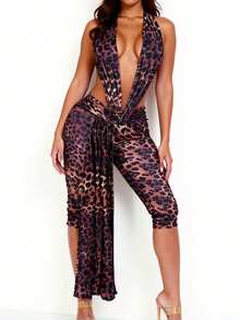 Club Outfits For Women Stretchy Halter Deep V Neck Sleeveless Lingerie Bodycon Jumpsuit Y2K One Piece Club Party Romper - Nhiều màu - Xem 2