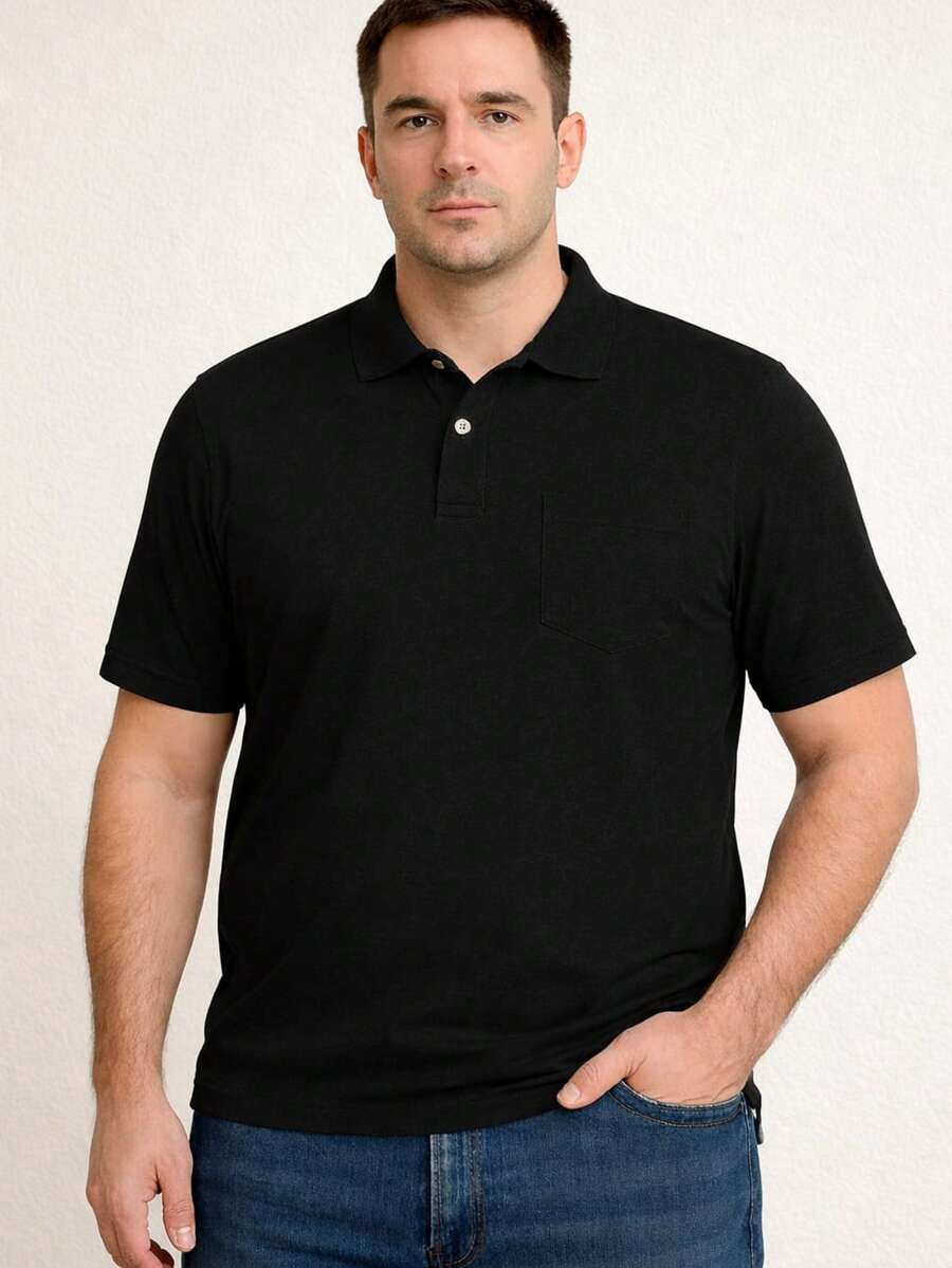 Men's Plain Polo Collar T-Shirt G1-G2-G3 - Black - View 1