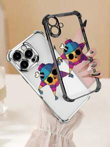 Lujo Ligero Estilo y BellezaCalavera vibranteFunda de Teléfono Transparente de Color Plata con Protección en las Cuatro Esquinas Compatible con 17PROMAX 17PRO 17Air 17 16PROMAX 16PRO 15PROMAX 15PRO y - transparente - Ver 3