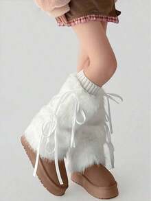 1Pair Solid Color Warm Fluffy Leg Fuzzy Leg Warmers , Plush Soft Furry Winter Warmers For Daily Wearing And Outings, Ins Style, Y2K Style, Suitable For Fall&Winter - Nhiều màu - Xem 4