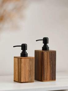 7oz/17oz Refillable Vintage Wooden Soap Dispenser, Solid Wood Frame With Black Pump, For Liquid Hand Soap, Lotion, Dish Soap In Bathroom & Kitchen