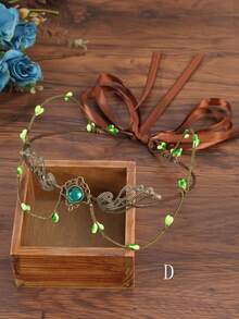 1件手工月亮仙子皇冠 - 森林仙子头饰，适合女性、女孩、文艺复兴时期、万圣节服装、摄影 - 彩色 - 查看 12