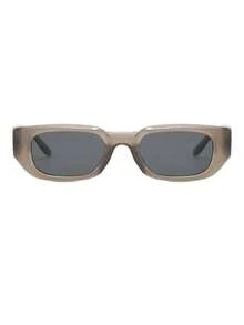 1 Pair Men's Jelly Gray Oval PC Frame Minimalist Solid Color Retro Wide Leg Fashion Glasses - Grey - View 3