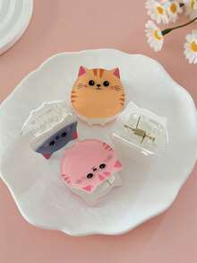 1个女士可爱动物元素仿猫爪发夹，马尾辫、半丸子头、盘发造型发饰，适合度假、日常外出等场合，波西米亚风可爱优雅女士发夹 - 彩色 - 查看 4