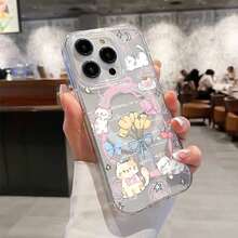 Cute Pattern Magnetic Phone Case for IPhone17 16 15 13 11 12 14 Pro Max XS Max X Shockproof Clear Cover - transparente - Ver 4