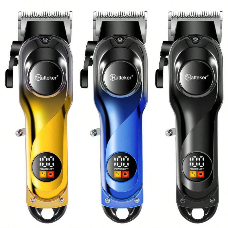 Hatteker 1pc USB Rechargeable Hair Clipper With Digital Display, Adjustable Blade - Multicolor - View 1