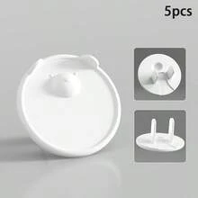 5pcs Child Safety Electrical Outlet Covers, European 2-Hole Design, Sturdy Non-Detachable, Anti-Accidental Touch, Easy Operation, Fit Power Sockets, Home/Nursery/Dorm/Office Safety