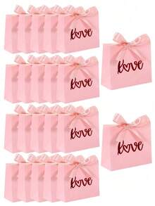 10pcs Pink/White Valentine's Day Gift Bags With Bow Ribbon, Red Love' Design Valentine'S Day Gift Bags,Valentines Bags, Perfect Gift Bags For Girlfriend&Boyfriend&Husband&Wife&Partner, Wedding Gifts Wrapping Supplies, Anniversary Birthday Party Gifts Packaging Boxes, Thank You Gift Bags - Multicolor - View 1