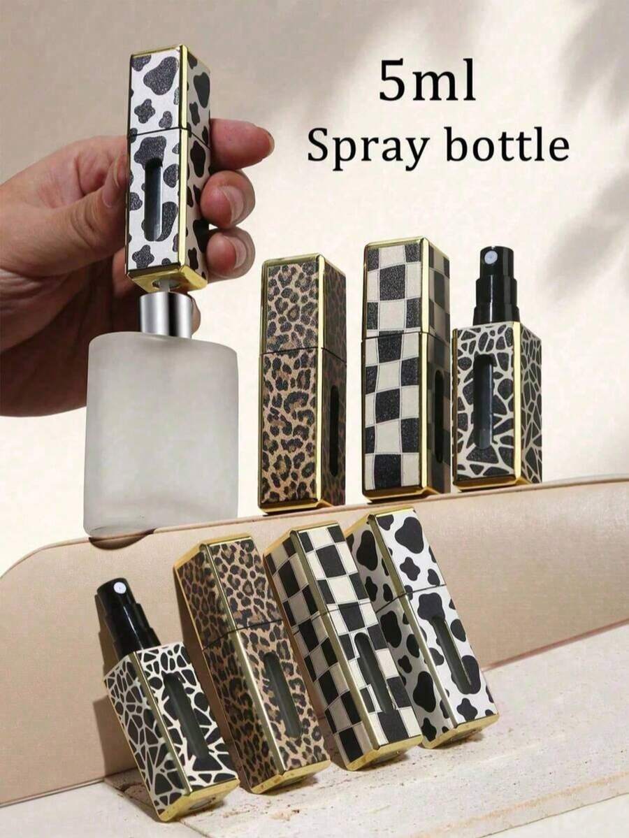 Một chai nước hoa vuông 5ml in họa tiết da báo, chai xịt nước hoa mini di động có thể nạp lại, chai xịt du lịch nhỏ gọn với họa tiết da báo và hoa. Chai nước hoa cầm tay tiện dụng, đáy mở trực tiếp, hình vuông, chai xịt. Có thể tái sử dụng. Chai có vách ngăn thích hợp làm quà tặng cho các cặp đôi, bạn bè và gia đình, cũng như thích hợp cho Giáng sinh, Năm mới, Ngày lễ tình nhân và các ngày lễ khác. - Nhiều màu - Xem 1