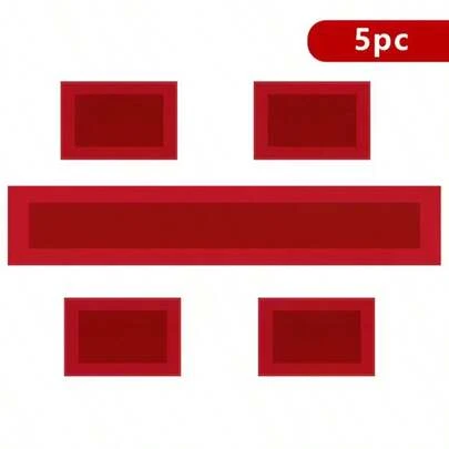 2/4/5/6/8pcs Elegant Red Placemats, Heat-Resistant, Solid Color Chinese Style, Square Polyester Tablemats, Suitable For Holiday Banquets, Parties, Daily Meals And Home Decor, Machine Washable, Valentine's Day, New Year Decorative Gift