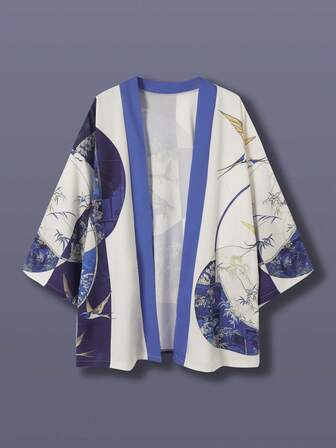 日式印花和服开衫，宽松复古樱花和服外套，男女皆宜的轻便休闲外套，适合春夏穿着，也适合街头穿搭、旅行、海滩、音乐节、团体演出等场合。