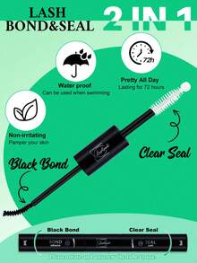 Lash Bond And Seal Waterproof 10ML Bond And Seal Lash Glue Long Lasting Lash Cluster Glue Black Eyelash Bond And Clear Seal DIY Lash Bond And Seal For Beginner - 黑色 - 查看 3