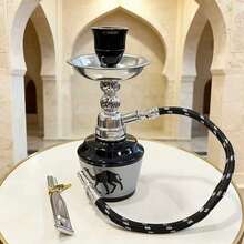 Mini Hookah Set - Made Of Sturdy And Durable Metal, Decorated With Animal Motifs, Suitable For Home Or Bar Use, Featuring A Water Filtration System, A Decorative Hookah, And Exquisite Craftsmanship.