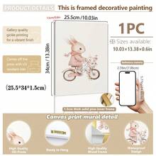 1 pieza Lienzo de arte de pared - Decoración de guardería para niñas, tema adorable de conejo, póster de conejo rosa suave - Arte de pared enmarcado perfecto para la decoración de la habitación de los niños, decoración de la sala de juegos, decoración de la habitación de los niños, decoración de la guardería, decoración de la sala de juegos, decoración de la guardería de niñas, decoración de la habitación de niñas, decoración de la habitación de niños, decoración de la habitación de niños - Multicolor - Ver 13