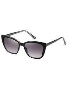 1pcs Ladies' Bifocal Reading Sunglasses, Oversized Cat Eyes, Fashionable Sun Shading Reading Glasses Integrated With Spring Hinged Glasses - 太陽雙光 - 查看 3